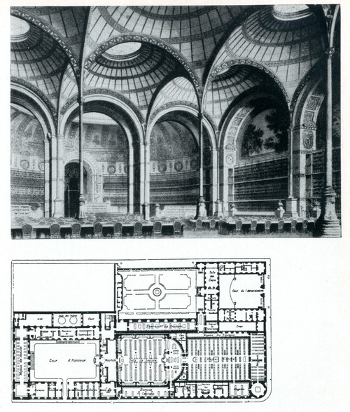 Abb. 6: Erweiterungsbau beziehungsweise Lesesaal und Magazin für die Bibliothèque royale von Henri Labrouste, 1861-1869.