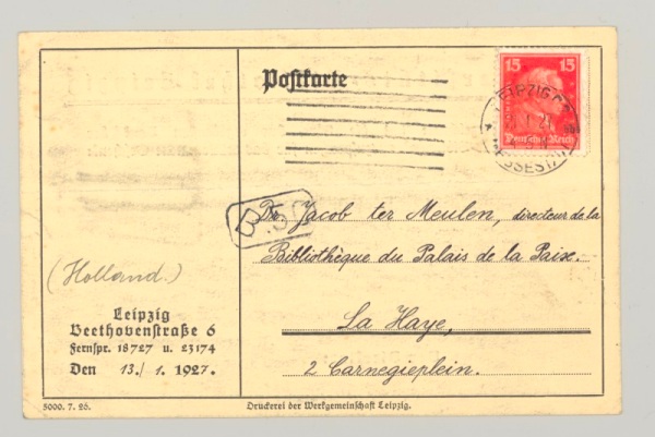 Adressseite der Postkarte mit Immanuel-Kant-Marke