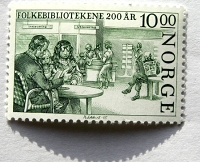 Briefmarke Norwegen "Folkebiblioteken 200 Ar"