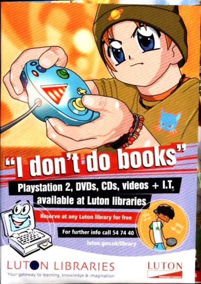 Poster "I don't do book" - Werbung der Luton Libraries