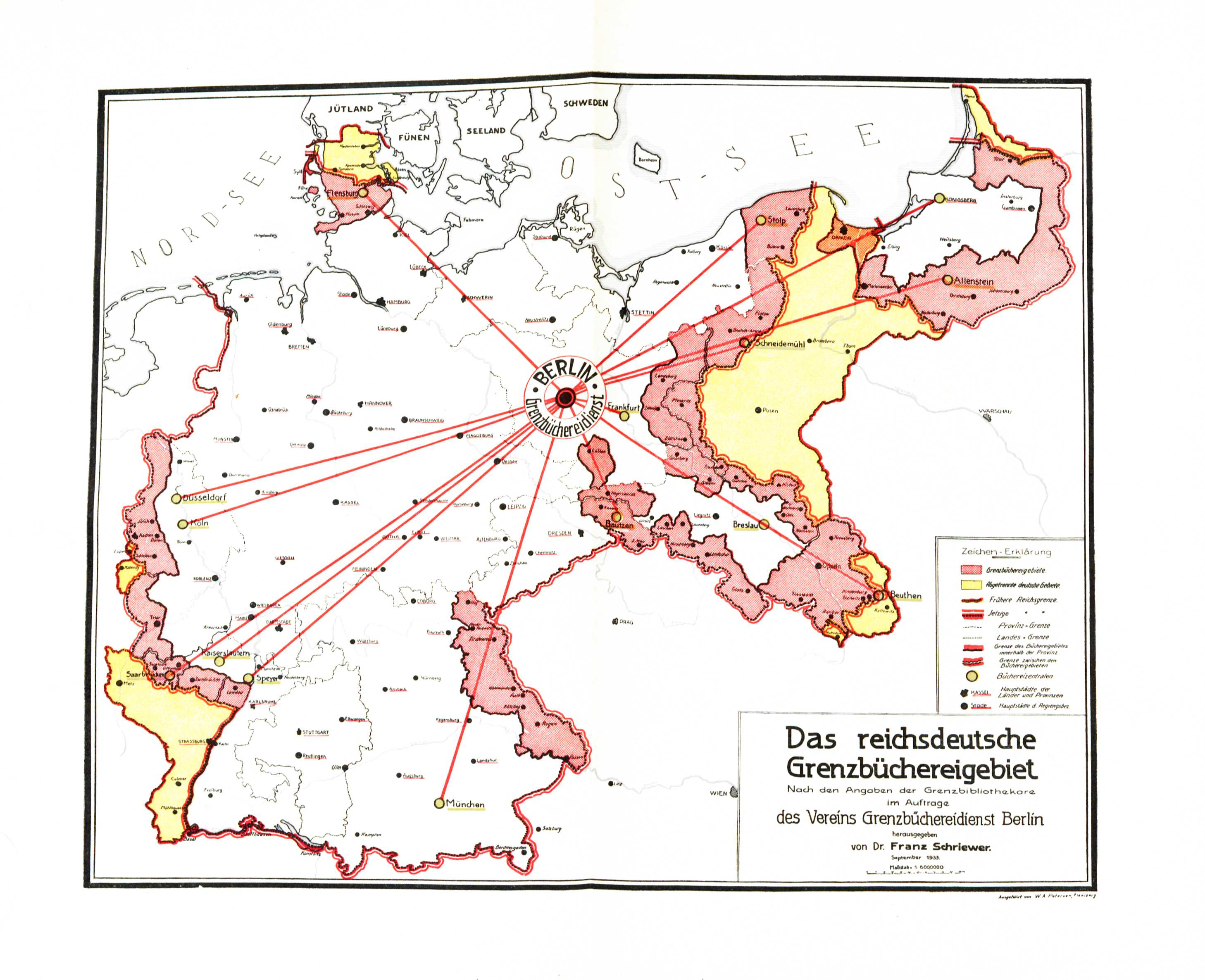 Karte aus Grenzbüchereidienst e.V. Mitteilungen (1933) 12: Umschlagseite.