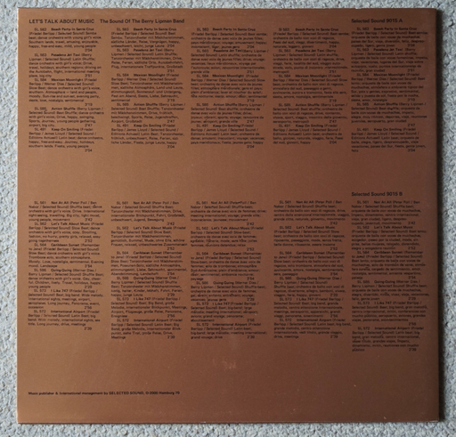 Fig. 2: Vinyl back cover of ‘Selected Sound 9015’ with descriptions in 5 languages