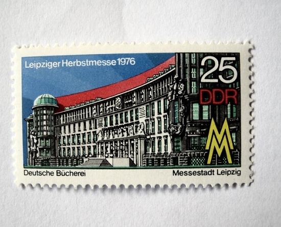 Briefmarke DDR "Leipziger Herbstmesse 1976" Motiv: Deutsche Bücherei Leipzig