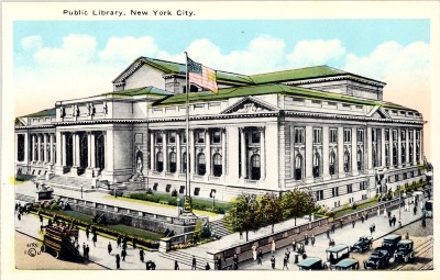 Ansichtskarte "Public Library, New York City" undatiert. Zum Vergrößern bitte dem Link folgen.